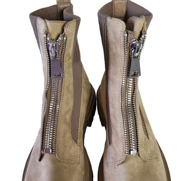 Steven by Steve Madden Aliyah Font Zip Tan Combat Boots Size 8.5 - Picture 6 of 12